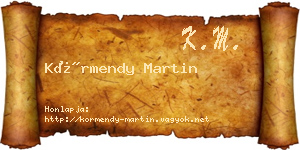 Körmendy Martin névjegykártya