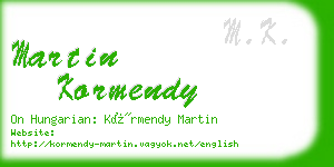 martin kormendy business card